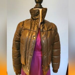 100% Leather Bomber  Funnel Neck